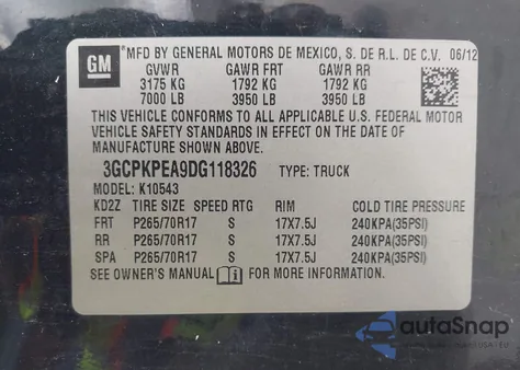 2013 Chevrolet Silverado 1500 Work Truck из США, поврежденный, VIN 3GCPKPEA9DG118326